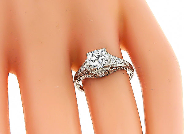 Vintage GIA Certified 0.82ct Diamond Engagement Ring