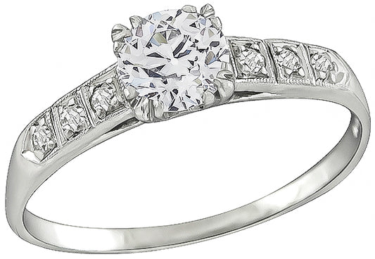 Vintage GIA Certified 0.83ct Diamond Engagement Ring