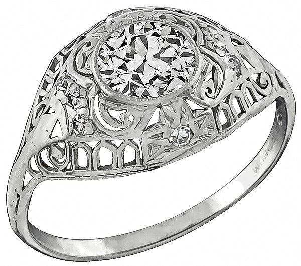 Vintage GIA Certified 0.87ct Diamond Engagement Ring