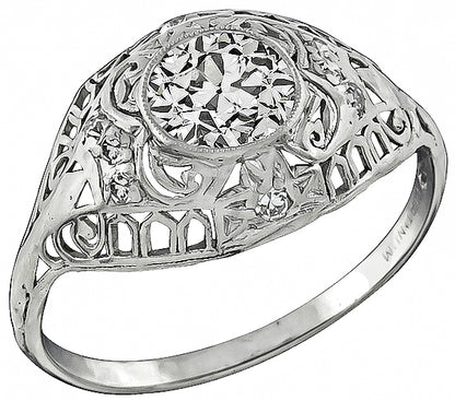 Vintage GIA Certified 0.87ct Diamond Engagement Ring