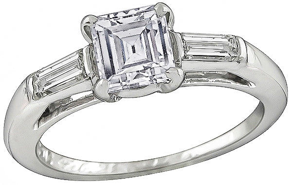 Vintage GIA Certified 0.88ct Diamond Engagement Ring