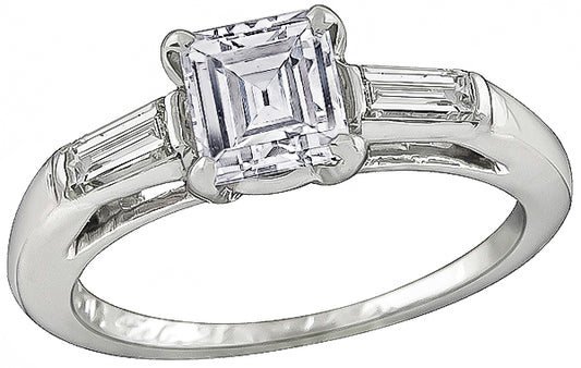 Vintage GIA Certified 0.88ct Diamond Engagement Ring