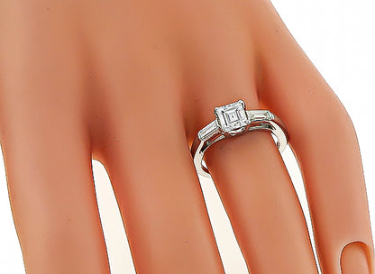 Vintage GIA Certified 0.88ct Diamond Engagement Ring