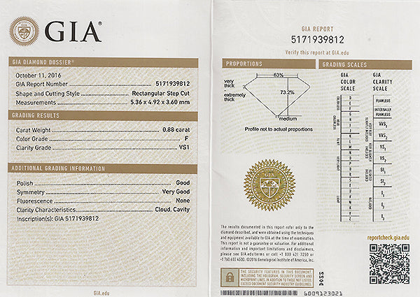 Vintage GIA Certified 0.88ct Diamond Engagement Ring