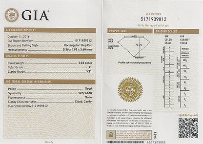 Vintage GIA Certified 0.88ct Diamond Engagement Ring