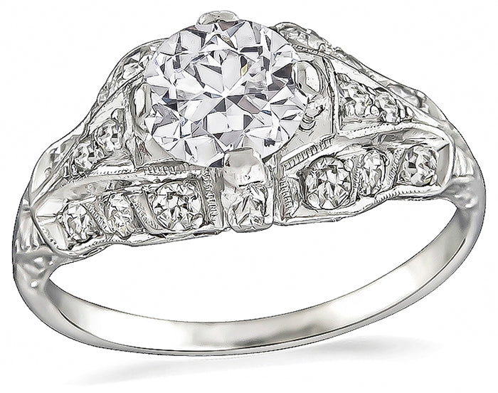 Vintage GIA Certified 0.88ct Diamond Engagement Ring