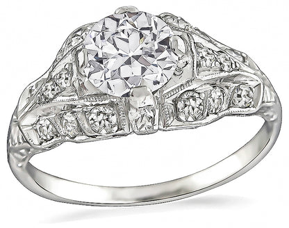 Vintage GIA Certified 0.88ct Diamond Engagement Ring
