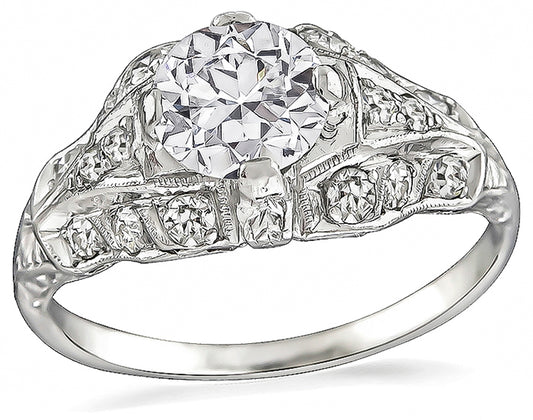 Vintage GIA Certified 0.88ct Diamond Engagement Ring