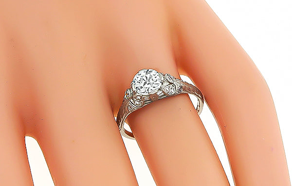 Vintage GIA Certified 0.89ct Diamond Engagement Ring