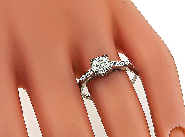 Vintage GIA Certified 0.90ct Diamond Engagement Ring