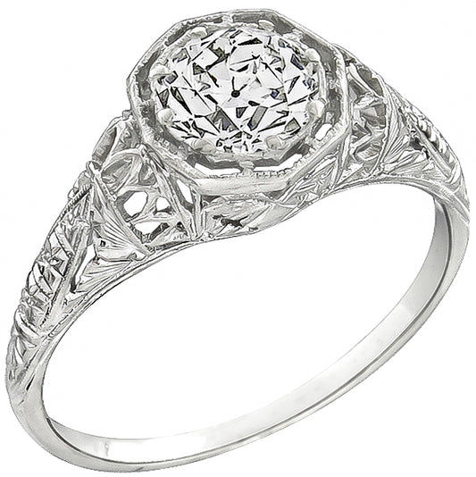 Vintage GIA Certified 0.92ct Diamond Engagement Ring
