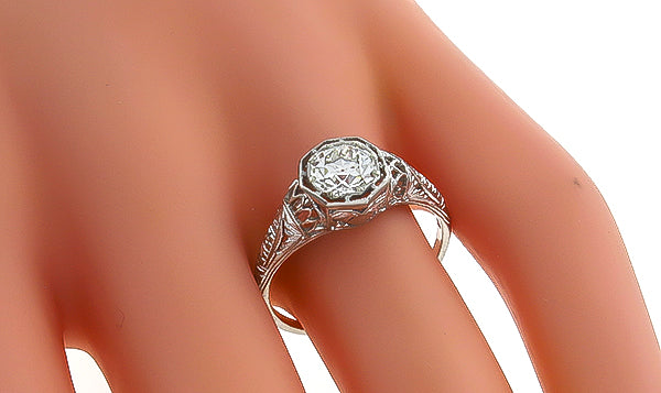 Vintage GIA Certified 0.92ct Diamond Engagement Ring