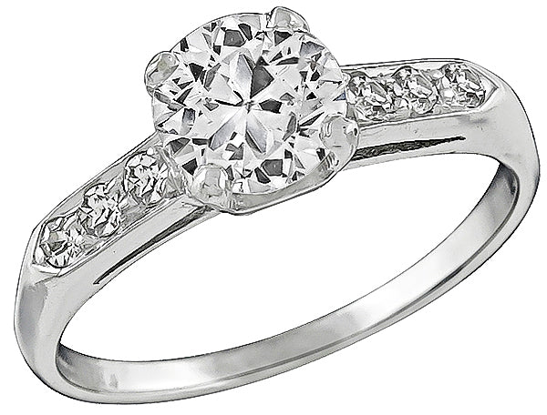 Vintage GIA Certified 0.93ct Diamond Engagement Ring