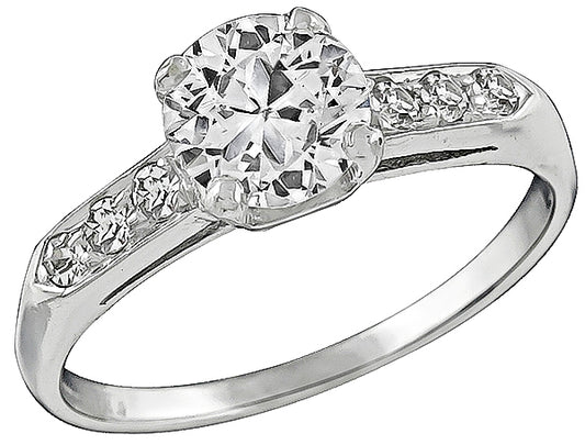 Vintage GIA Certified 0.93ct Diamond Engagement Ring