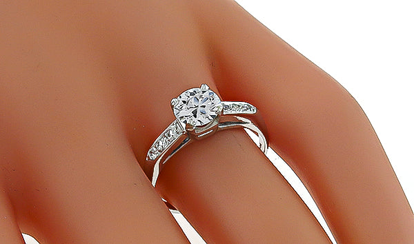Vintage GIA Certified 0.93ct Diamond Engagement Ring