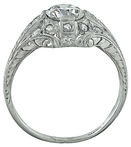 Vintage GIA Certified 0.93ct Diamond Engagement Ring