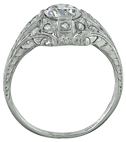 Vintage GIA Certified 0.93ct Diamond Engagement Ring