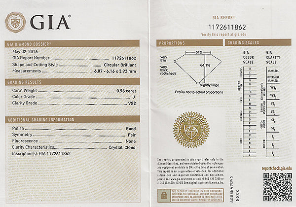 Vintage GIA Certified 0.93ct Diamond Engagement Ring