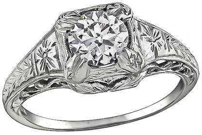 Vintage GIA Certified 0.93ct Diamond Engagement Ring
