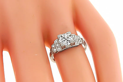 Vintage GIA Certified 0.93ct Diamond Engagement Ring