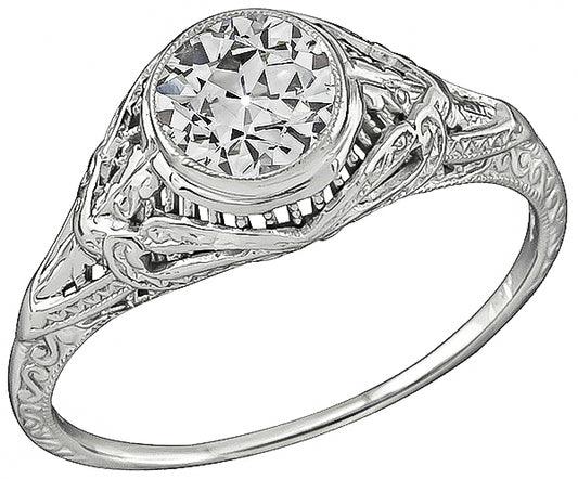 Vintage GIA Certified 0.94ct Diamond Engagement Ring