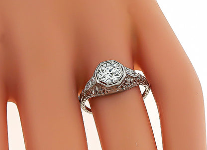 Vintage GIA Certified 0.94ct Diamond Engagement Ring