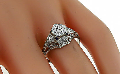 Vintage GIA Certified 0.96ct Diamond Engagement Ring