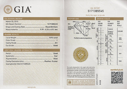 Vintage GIA Certified 0.96ct Diamond Engagement Ring