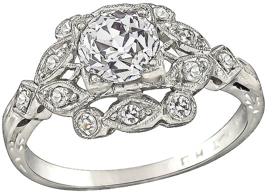 Vintage GIA Certified 0.97ct Diamond Engagement Ring