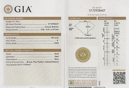 Vintage GIA Certified 1.00ct Diamond Engagement Ring