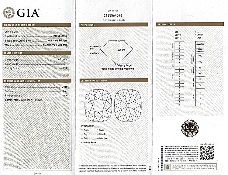 Vintage GIA Certified 1.00ct Diamond Engagement Ring