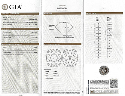 Vintage GIA Certified 1.00ct Diamond Engagement Ring