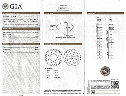 Vintage GIA Certified 1.00ct Diamond Engagement Ring