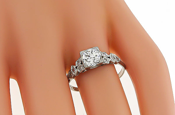 Vintage GIA Certified 1.01ct Diamond Engagement Ring