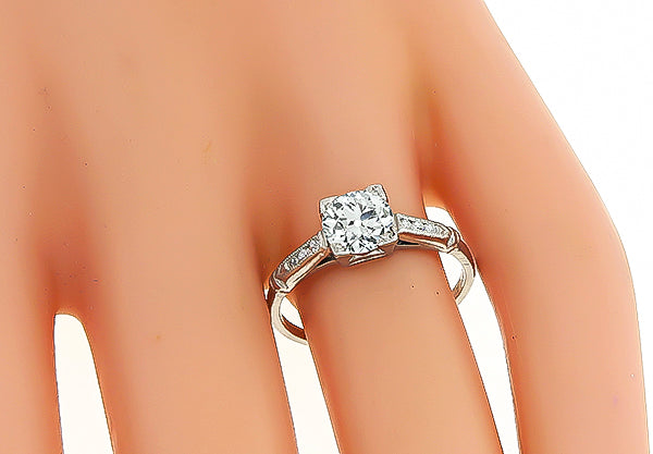Vintage GIA Certified 1.01ct Diamond Engagement Ring