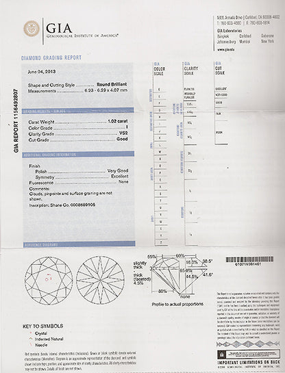 Vintage GIA Certified 1.02ct Diamond Engagement Ring
