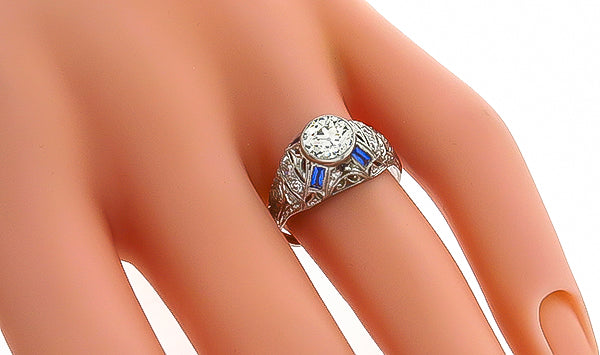 Vintage GIA Certified 1.03ct Diamond Engagement Ring