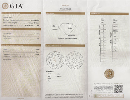 Vintage GIA Certified 1.04ct Diamond Engagement Ring