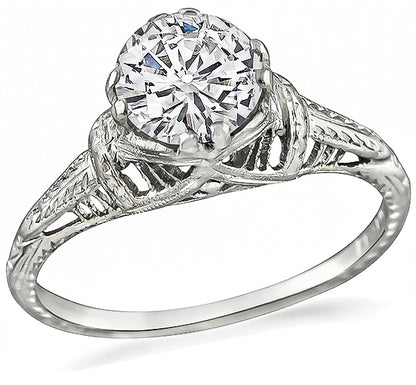 Vintage GIA Certified 1.04ct Diamond Engagement Ring