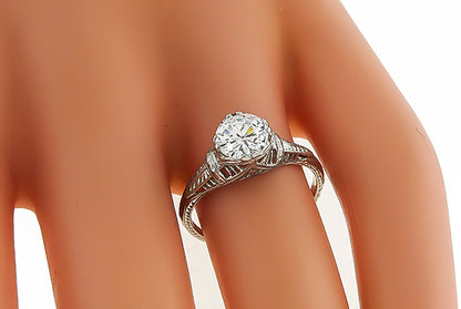 Vintage GIA Certified 1.04ct Diamond Engagement Ring