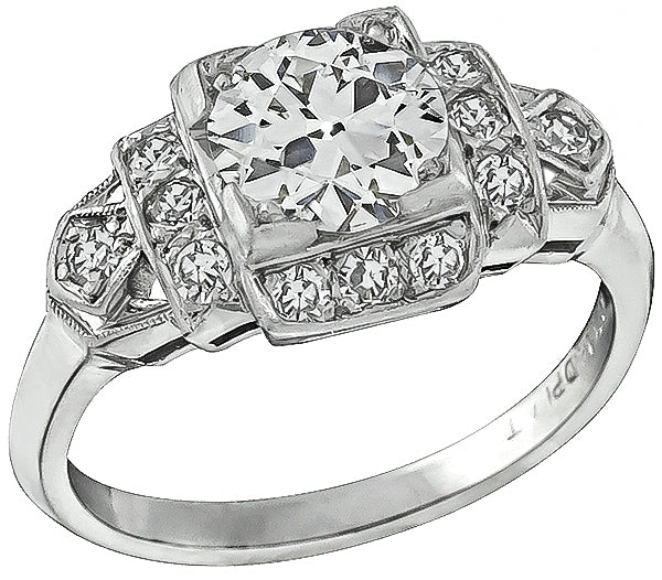 Vintage GIA Certified 1.06ct Diamond Engagement Ring