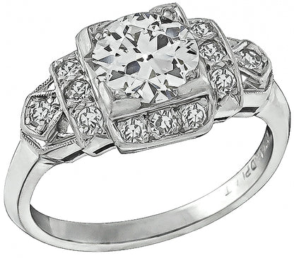 Vintage GIA Certified 1.06ct Diamond Engagement Ring