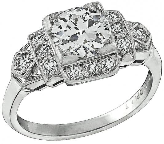 Vintage GIA Certified 1.06ct Diamond Engagement Ring