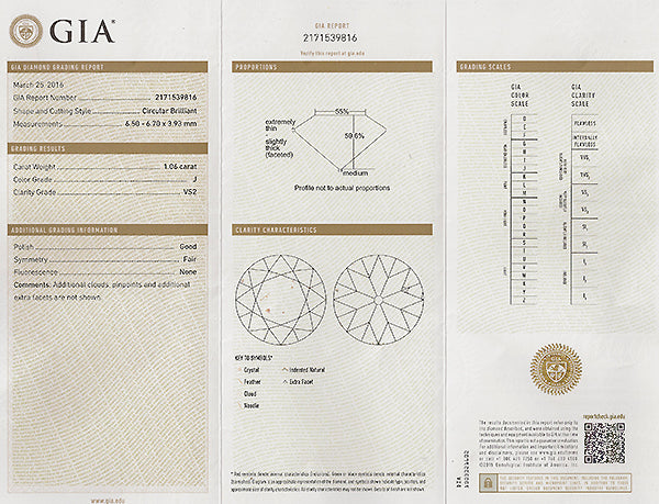 Vintage GIA Certified 1.06ct Diamond Engagement Ring