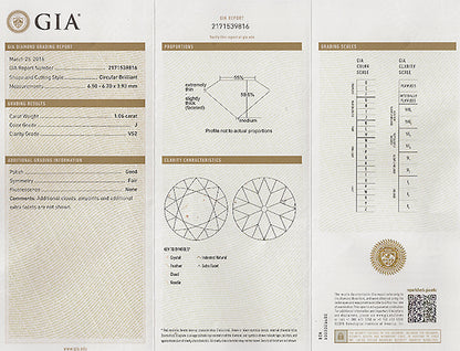 Vintage GIA Certified 1.06ct Diamond Engagement Ring
