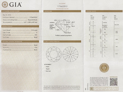 Vintage GIA Certified 1.10ct Diamond Engagement Ring