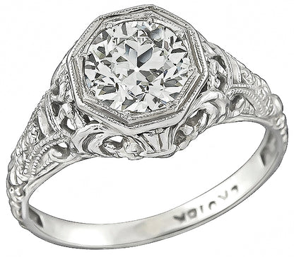 Vintage GIA Certified 1.12ct Diamond Engagement Ring
