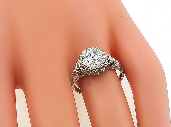 Vintage GIA Certified 1.12ct Diamond Engagement Ring