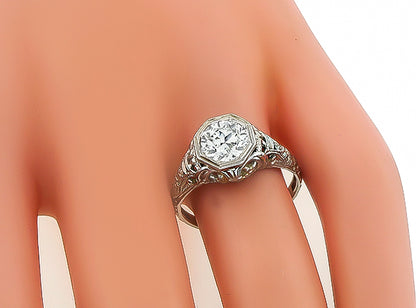 Vintage GIA Certified 1.12ct Diamond Engagement Ring