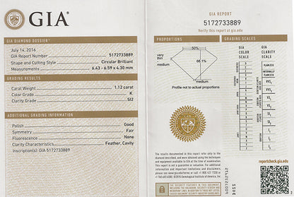 Vintage GIA Certified 1.12ct Diamond Engagement Ring